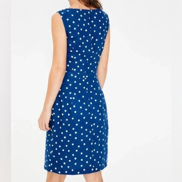 Boden Blue Polka Dot Rae Linen Dress Size 8 Tall Long - Picture 3 of 10